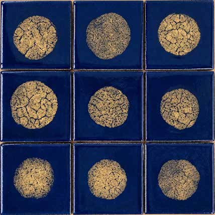 Cobalt Moon — cobalt tiles with gold lustre discs