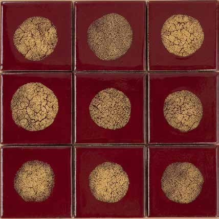 Ember — oxblood red tiles with gold