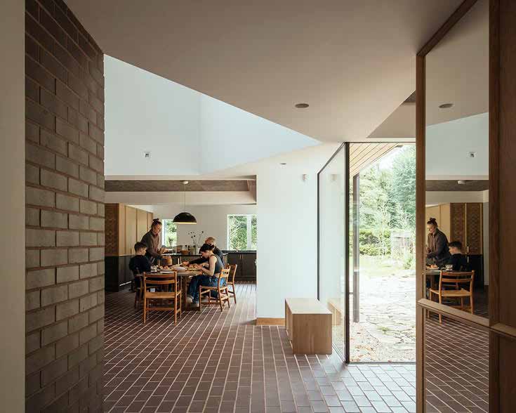 Brick-lined interior opening to a garden